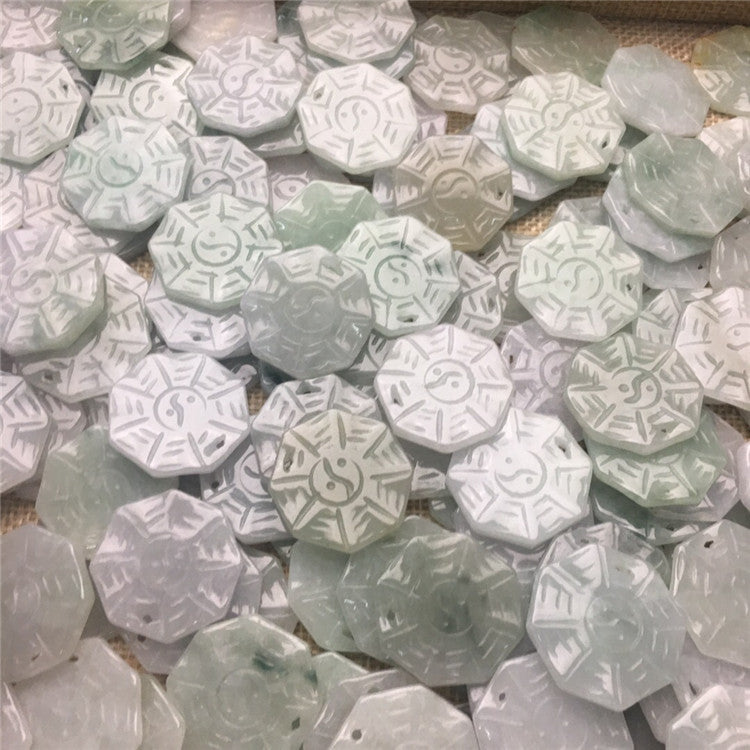 Myanmar jade ice seed Bagua jade A goods jade jade accessories jade parts pendant manufacturer wholesale jade flower pieces (1 piece)