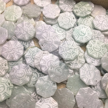 Myanmar jade ice seed Bagua jade A goods jade jade accessories jade parts pendant manufacturer wholesale jade flower pieces (1 piece)