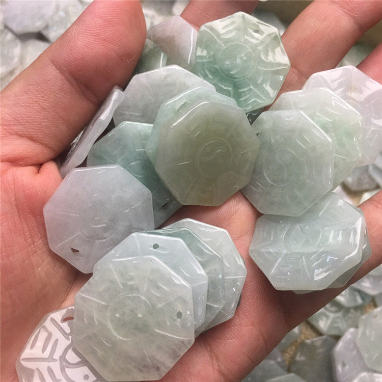 Myanmar jade ice seed Bagua jade A goods jade jade accessories jade parts pendant manufacturer wholesale jade flower pieces (1 piece)