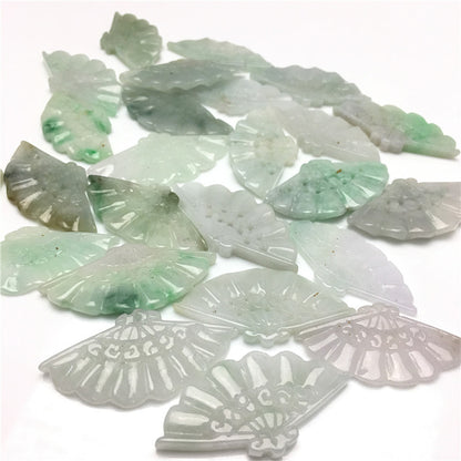 Jadeite A grade jade pendant pendant jade carving handicraft fan pendant jadeite flower piece (1 piece)