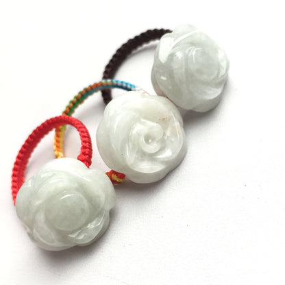 Jade a-grade jade parts, braided rose rings, small accessories, jade jewelry, handicrafts, wholesale jade rings (1 piece)