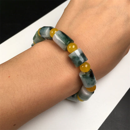 Burmese jade A-grade bracelets with high-waving colors, passepartout bracelets, jade bracelets, bucket beads bracelets, jadeite accessories (1 piece)