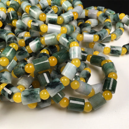 Burmese jade A-grade bracelets with high-waving colors, passepartout bracelets, jade bracelets, bucket beads bracelets, jadeite accessories (1 piece)