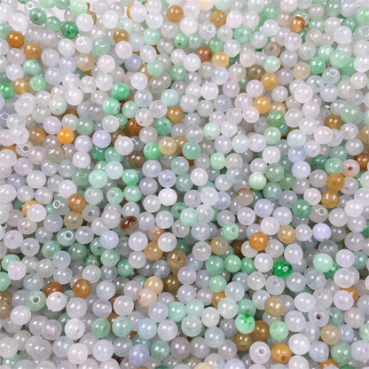 Burmese jade A goods 3.5mm ice three-color loose beads diy round beads ingredients jade jade accessories (1 piece)