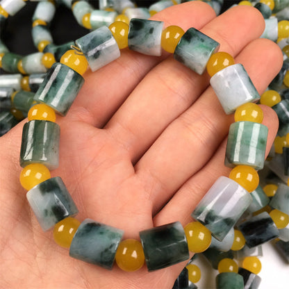 Burmese jade A-grade bracelets with high-waving colors, passepartout bracelets, jade bracelets, bucket beads bracelets, jadeite accessories (1 piece)