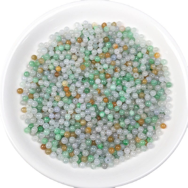 Burmese jade A goods 3.5mm ice three-color loose beads diy round beads ingredients jade jade accessories (1 piece)