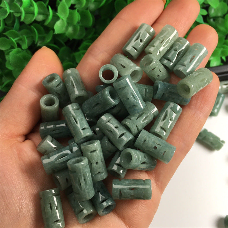 Jade A goods carving money passepartout large hole tube beads loose beads wholesale diy jewelry accessories hand-woven materials jade accessories (1 piece)