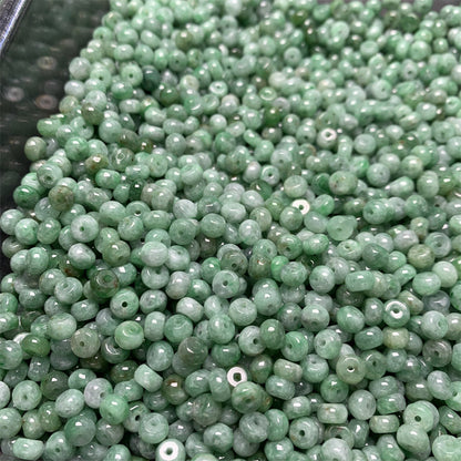 Jadeite A-grade bean green abacus beads loose beads Myanmar Laokeng ice waxy bean green bean separator bracelet necklace separator beads wholesale jade accessories (1 piece)