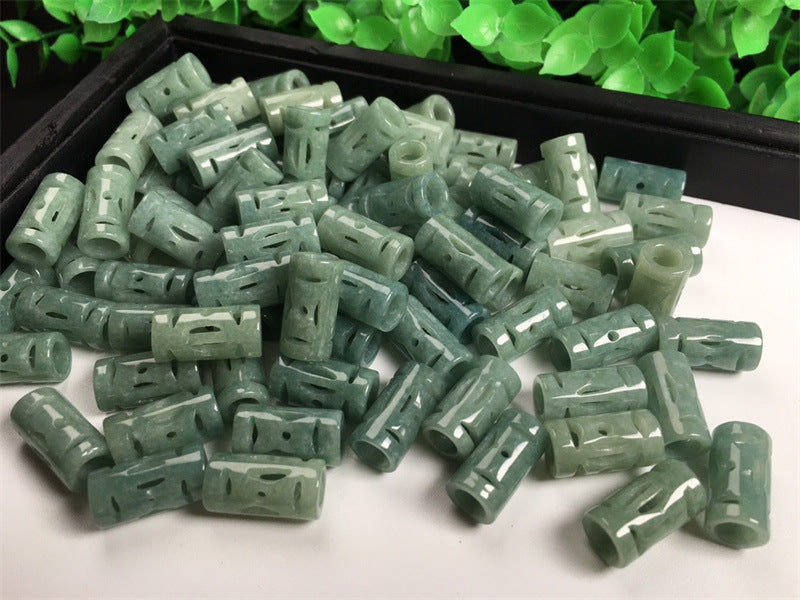 Jade A goods carving money passepartout large hole tube beads loose beads wholesale diy jewelry accessories hand-woven materials jade accessories (1 piece)