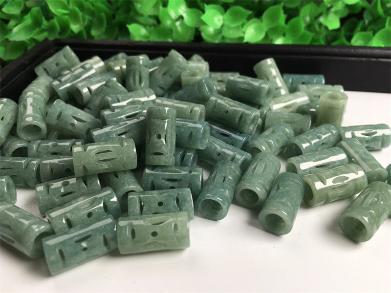 Jade A goods carving money passepartout large hole tube beads loose beads wholesale diy jewelry accessories hand-woven materials jade accessories (1 piece)