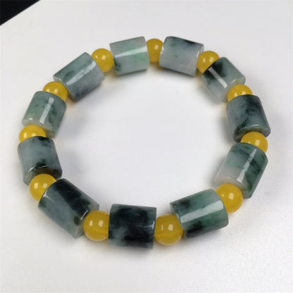 Burmese jade A-grade bracelets with high-waving colors, passepartout bracelets, jade bracelets, bucket beads bracelets, jadeite accessories (1 piece)