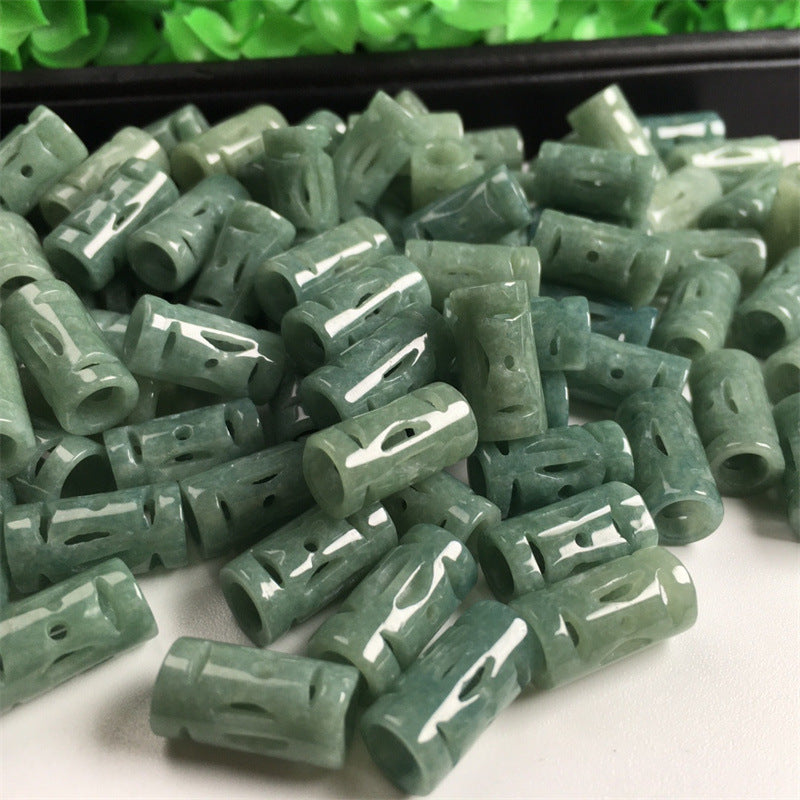 Jade A goods carving money passepartout large hole tube beads loose beads wholesale diy jewelry accessories hand-woven materials jade accessories (1 piece)