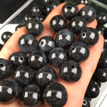 Jade a cargo loose beads jade natural black chicken seed ice seed round bead bracelet necklace DIY accessories beads jade loose beads jade accessories (1 piece)