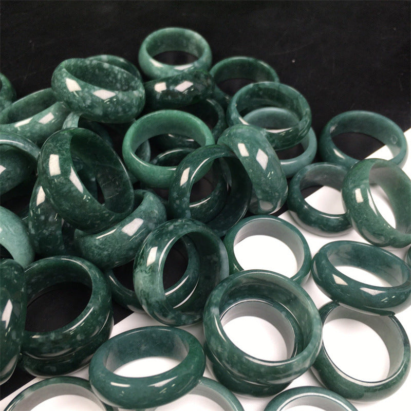 Jade A grade jade jade blue water dangerous material ring jadeite men and women couple jadeite ring (1 piece)