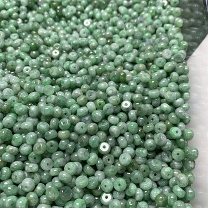 Jadeite A-grade bean green abacus beads loose beads Myanmar Laokeng ice waxy bean green bean separator bracelet necklace separator beads wholesale jade accessories (1 piece)