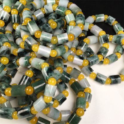 Burmese jade A-grade bracelets with high-waving colors, passepartout bracelets, jade bracelets, bucket beads bracelets, jadeite accessories (1 piece)