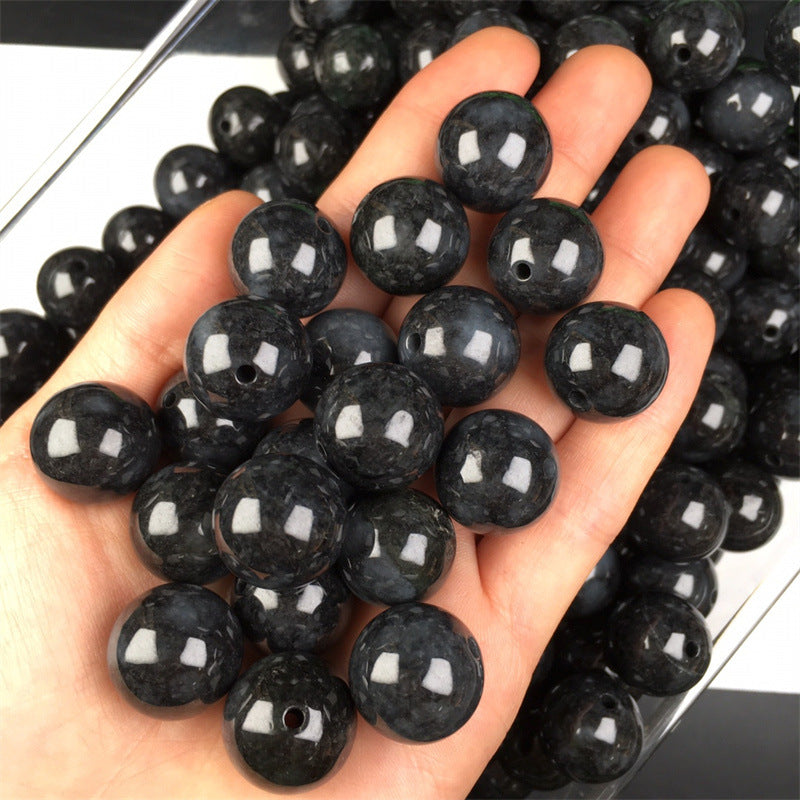 Jade a cargo loose beads jade natural black chicken seed ice seed round bead bracelet necklace DIY accessories beads jade loose beads jade accessories (1 piece)