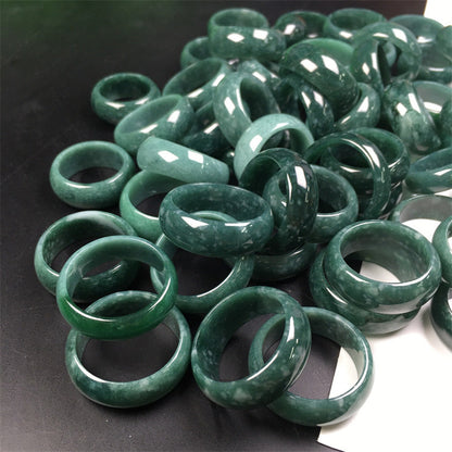 Jade A grade jade jade blue water dangerous material ring jadeite men and women couple jadeite ring (1 piece)