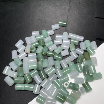 Burmese jadeite jade Lutong loose beads Bean green ice white Lutong loose beads Jade accessories = (1 piece)