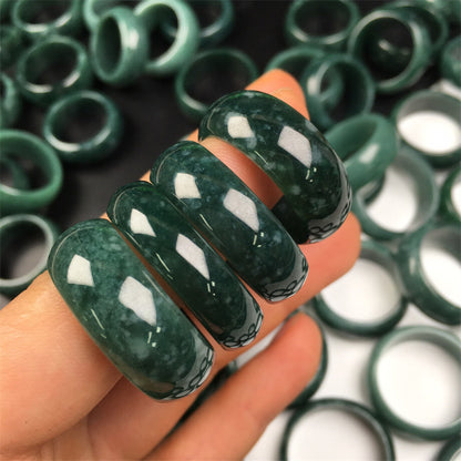 Jade A grade jade jade blue water dangerous material ring jadeite men and women couple jadeite ring (1 piece)