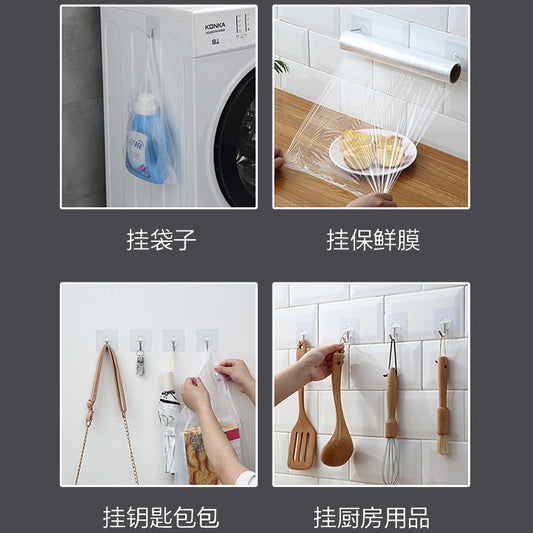 (50 pcs) Transparent Seamless Hook No Punch Multifunctional Towel Hook Transparent Hook Home Daily Use