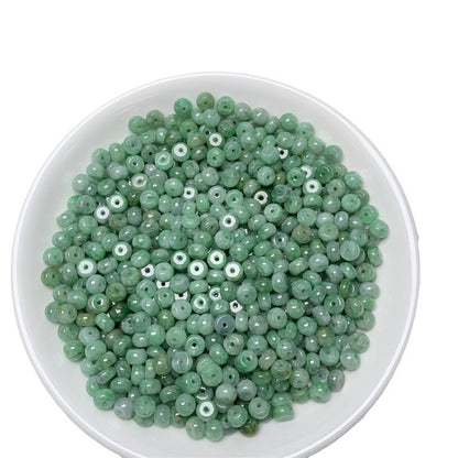 Jadeite A-grade bean green abacus beads loose beads Myanmar Laokeng ice waxy bean green bean separator bracelet necklace separator beads wholesale jade accessories (1 piece)