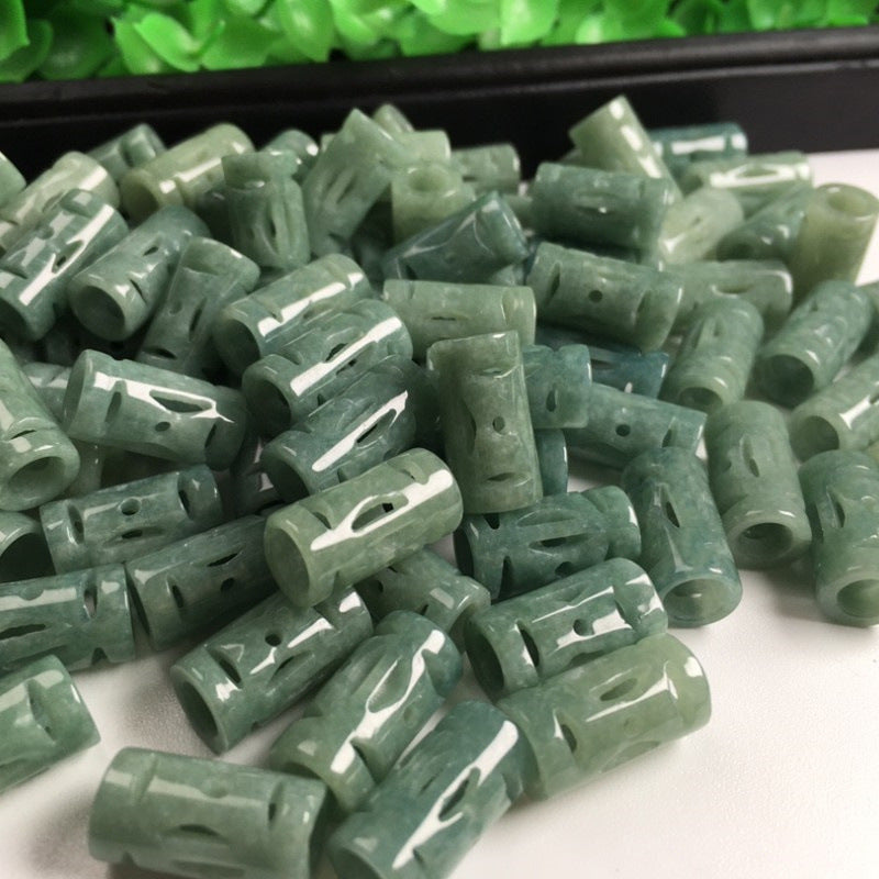 Jade A goods carving money passepartout large hole tube beads loose beads wholesale diy jewelry accessories hand-woven materials jade accessories (1 piece)