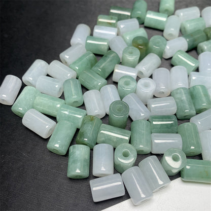 Burmese jadeite jade Lutong loose beads Bean green ice white Lutong loose beads Jade accessories = (1 piece)