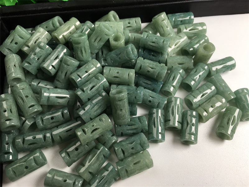 Jade A goods carving money passepartout large hole tube beads loose beads wholesale diy jewelry accessories hand-woven materials jade accessories (1 piece)