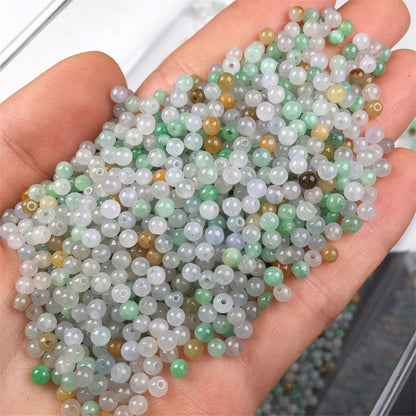 Burmese jade A goods 3.5mm ice three-color loose beads diy round beads ingredients jade jade accessories (1 piece)