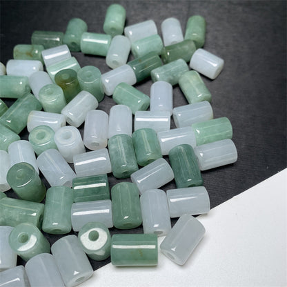 Burmese jadeite jade Lutong loose beads Bean green ice white Lutong loose beads Jade accessories = (1 piece)