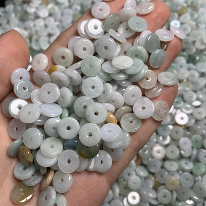 DIY jewelry craft accessories Burmese jade jade A goods small jade buckle jewelry loose beads 9MM button manufacturer wholesale jade accessories (1 piece)