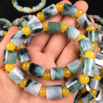 Burmese jade A-grade bracelets with high-waving colors, passepartout bracelets, jade bracelets, bucket beads bracelets, jadeite accessories (1 piece)