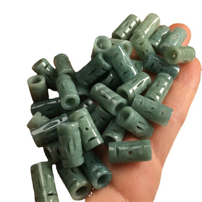 Jade A goods carving money passepartout large hole tube beads loose beads wholesale diy jewelry accessories hand-woven materials jade accessories (1 piece)