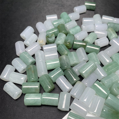 Burmese jadeite jade Lutong loose beads Bean green ice white Lutong loose beads Jade accessories = (1 piece)