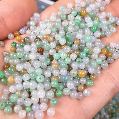 Burmese jade A goods 3.5mm ice three-color loose beads diy round beads ingredients jade jade accessories (1 piece)