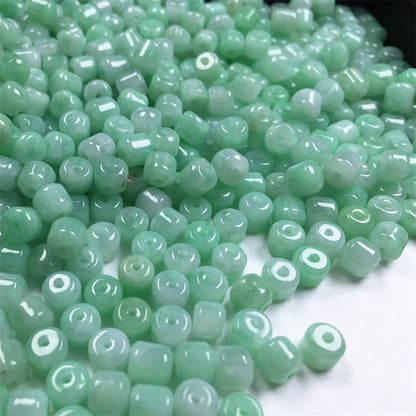 F195 Burmese jade A goods old type bead barrel bead drum bead jade accessories = (1 pack of 50 pieces)