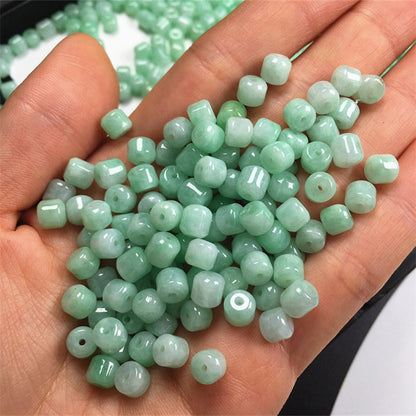 F195 Burmese jade A goods old type bead barrel bead drum bead jade accessories = (1 pack of 50 pieces)