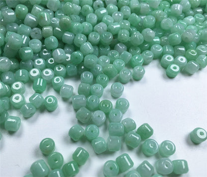 F195 Burmese jade A goods old type bead barrel bead drum bead jade accessories = (1 pack of 50 pieces)