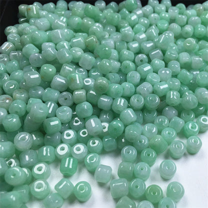 F195 Burmese jade A goods old type bead barrel bead drum bead jade accessories = (1 pack of 50 pieces)